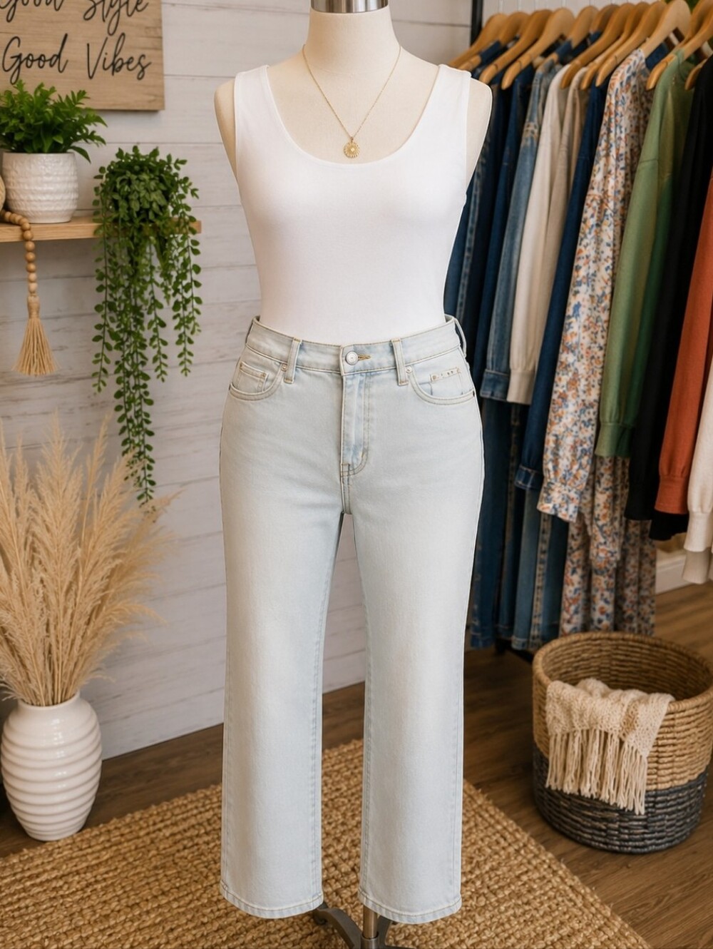*Style & Co. Light Blue High-Rise Cropped Straight Jeans Waist 24